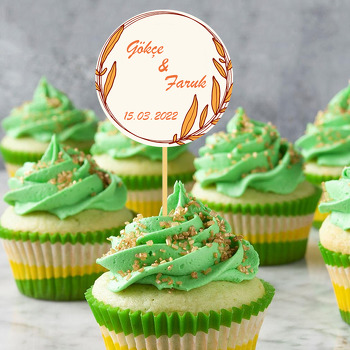 Sarı Yaprak Çerçeve Temalı Parti Kürdan Süs