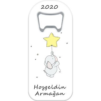 Sarı Yıldız Balonlu Fil Temalı Uzun Magnet Açacak