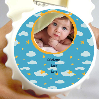 Sarı Yıldız Temalı Bebek Kapak Şekilli Magnet Açacak