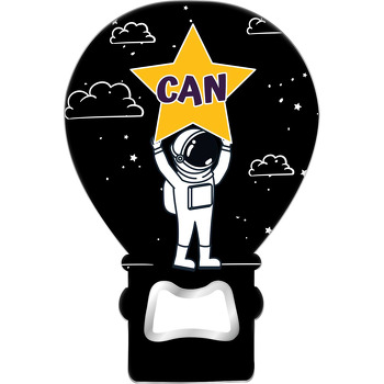 Sarı Yıldızlı Astronot Temalı Balon Ahşap Magnet 