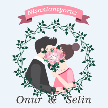 Sarmaşık Çerçeveli Nişan Temalı    Kare Parti Afiş