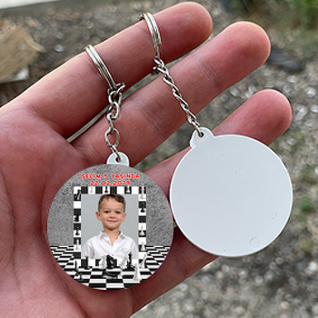 Satranç Temalı Resimli Daire Plastik Anahtarlık