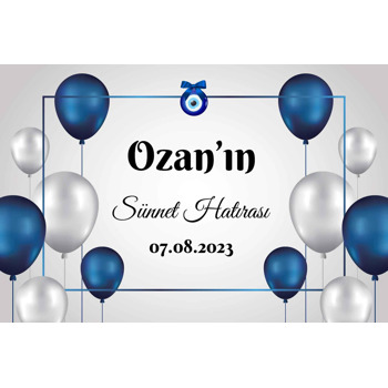 Sedefli Lacivert Beyaz Balonlar Gri Fonda Temalı Magnet