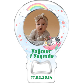 Şemsiye Gemisinde Kediler Temalı Balon Ahşap Magnet 