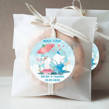 Şemsiyeli Tavşan Temalı Sticker