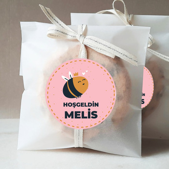 Sevimli Arı Pembe Fon Temalı Sticker