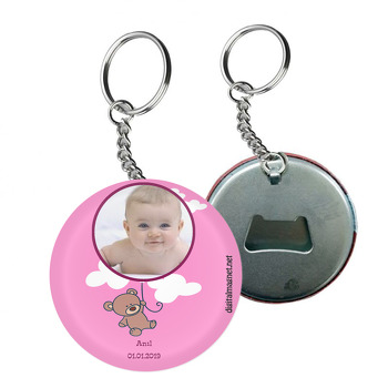 Sevimli Ayıcık 2 Temalı Hoşgeldin Bebek Arkası Açacak Anahtarlık