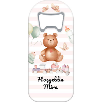 Sevimli Ayıcık ile Çizgili Fon Temalı Uzun Magnet Açacak