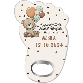 Sevimli Ayıcık Temalı Ayak İzi Magnet Açacak
