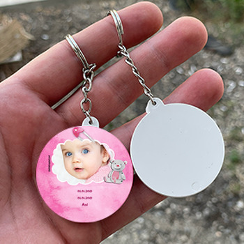 Sevimli Ayıcık Temalı Bebek Daire Plastik Anahtarlık