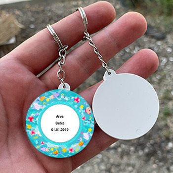 Sevimli Balıklar Temalı Daire Plastik Anahtarlık