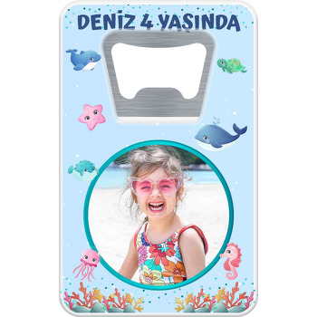 Sevimli Balıklar Temalı Dikdörtgen Magnet Açacak