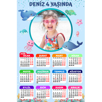 Sevimli Balıklar Temalı Takvim Magnet