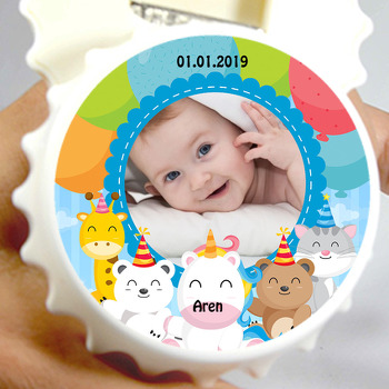 Sevimli Balon ve Hayvanlar Temalı Resimli Kapak Şekilli Magnet Açacak