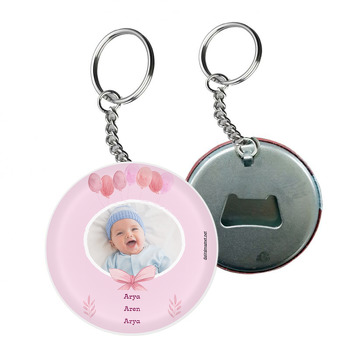 Sevimli Balonlar Temalı Hoşgeldin Bebek Arkası Açacak Anahtarlık