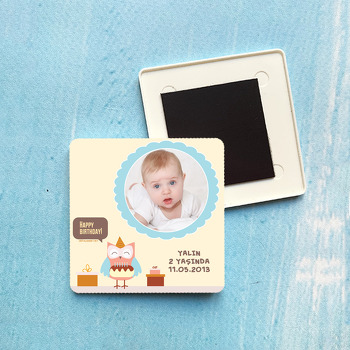 Sevimli Baykuş Temalı Plastik Kare Magnet