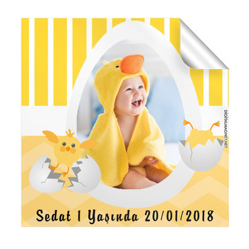 Sevimli Civciv Temalı Kare Etiket