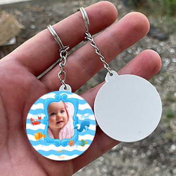 Sevimli Deniz Canlıları Resimli Daire Plastik Anahtarlık