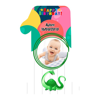Sevimli Dinazor Temalı Doğum Günü Magnet