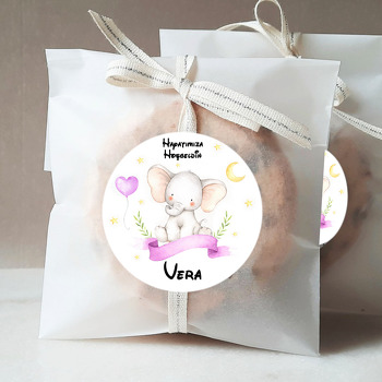 Sevimli Fil ile Mor Kalp Balon ve Ay Temalı Sticker