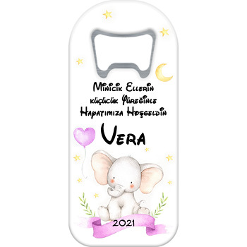 Sevimli Fil ile Mor Kalp Balon ve Ay Temalı Uzun Magnet Açacak