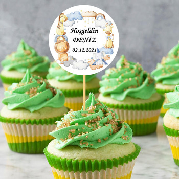 Sevimli Hayvanlar ile Soft Gökkuşağı Çerçeve Temalı Parti Kürdan Süs