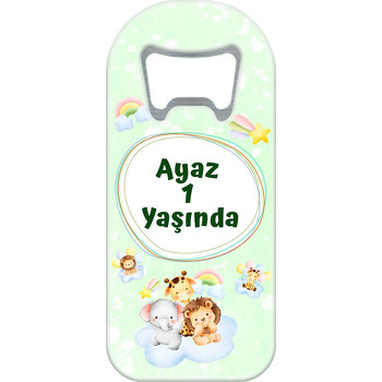 Sevimli Hayvanlar ile Soft Yeşil Fon Temalı Uzun Magnet Açacak