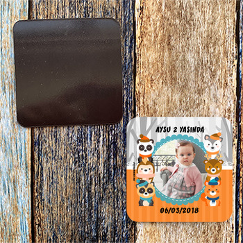 Sevimli Hayvanlar Temalı Doğum Günü Magnet