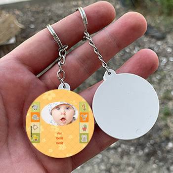 Sevimli Hayvanlar Temalı Hoşgeldin Bebek Daire Plastik Anahtarlık