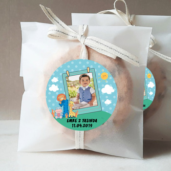 Sevimli Hayvanlar Temalı Resimli 1 Yaş Sticker