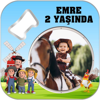 Sevimli Horoz Temalı Kare Magnet Açacak