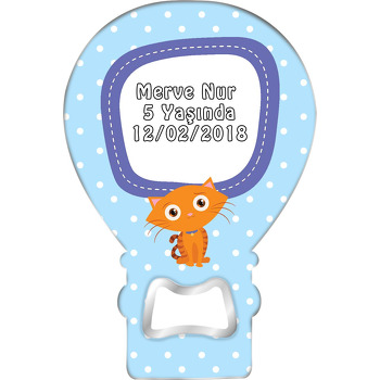 Sevimli Kedi Temalı Balon Ahşap Magnet 