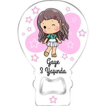 Sevimli Kız Göz Kırpıyor Temalı Balon Ahşap Magnet 