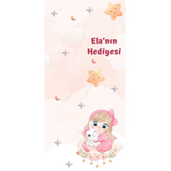 Sevimli Kız ile Tavşan Temalı Hediyelik Kart
