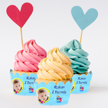 Sevimli Köpek Balığı Temalı Cupcake Sargısı