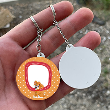 Sevimli Köpek Temalı Daire Plastik Anahtarlık