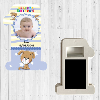 Sevimli Köpek Temalı Doğum Günü Magnet Açacak