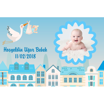 Sevimli Leylek Temalı Bebek Plastik Magnet