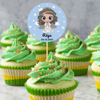 Sevimli Melek Mavi Fon Temalı Parti Kürdan Süs