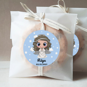 Sevimli Melek Mavi Fon Temalı Sticker