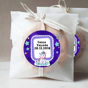Sevimli Mor Unicorn  Temalı Sticker
