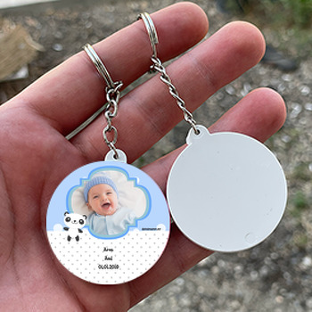 Sevimli Panda Bebek Daire Plastik Anahtarlık