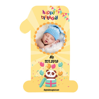Sevimli Panda Temalı Doğum Günü Magnet