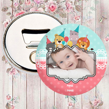 Sevimli Parti Hayvanları Temalı Fotoğraflı Magnet Açacak