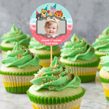 Sevimli Parti Hayvanları Temalı Resimli Kürdan Süs