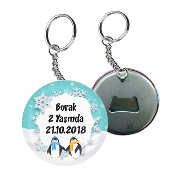 Sevimli Penguen Temalı Arkası Açacak Anahtarlık