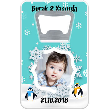 Sevimli Penguen Temalı Dikdörtgen Magnet Açacak