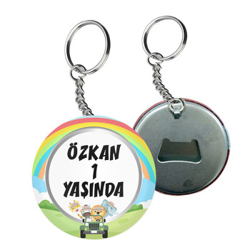Sevimli Safari Hayvanları ile Gökkuşağı Temalı Arkası Açacak Anahtarlık