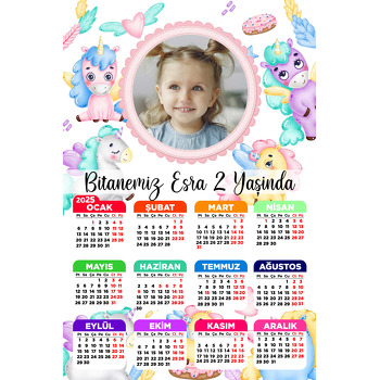 Sevimli Soft Unicorn Temalı Takvim Magnet