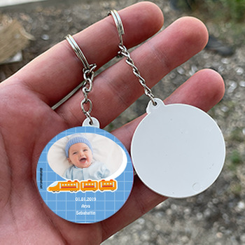 Sevimli Tren Temalı Hoşgeldin Bebek Daire Plastik Anahtarlık